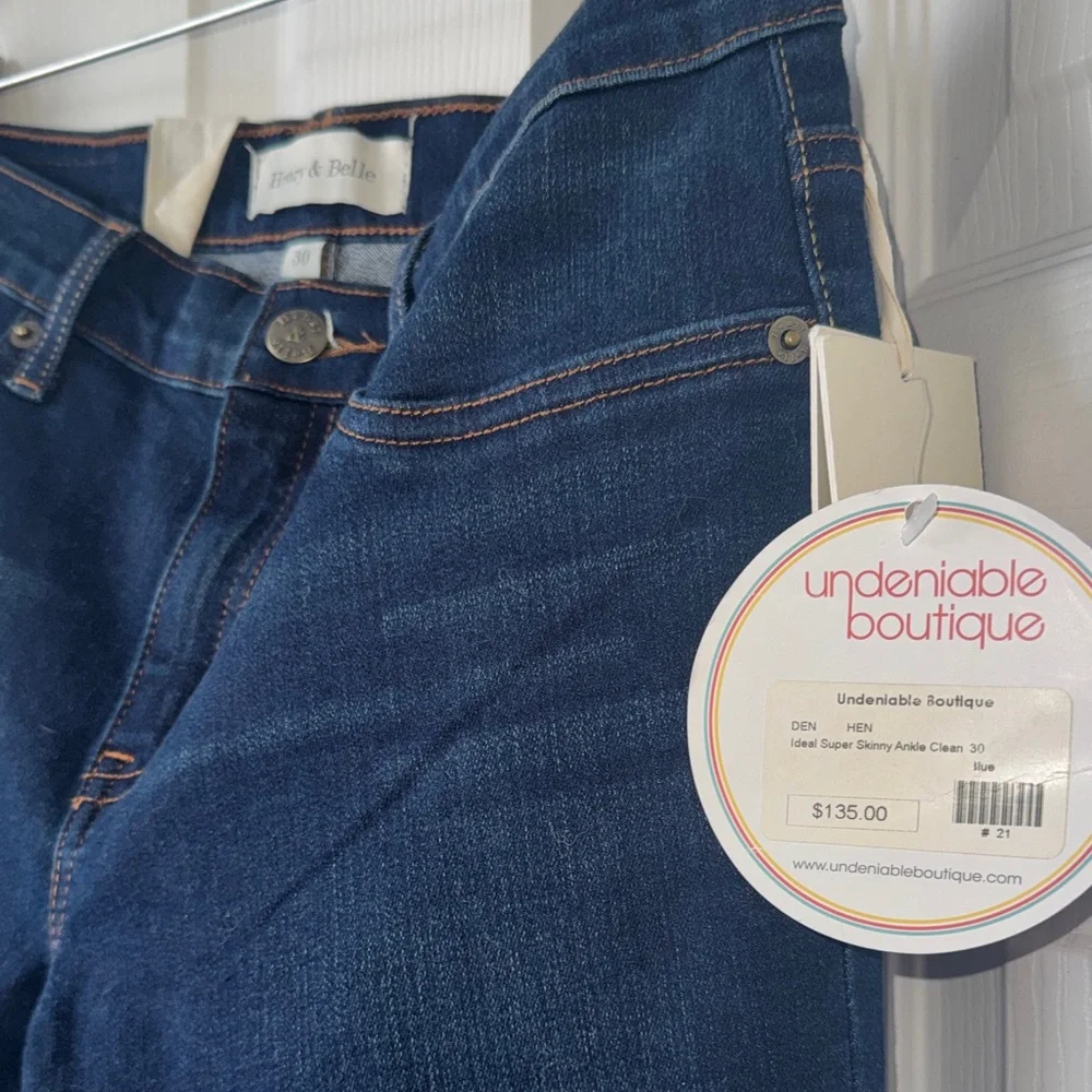 NWT Henry & Belle Dark Blue Super Skinny Ankle Jeans - Picture 3 of 5